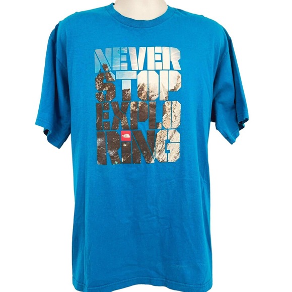 The North Face Other - The North Face Men Blue Never Stop Exploring Graphic Short Sleeve T Shirt XXL